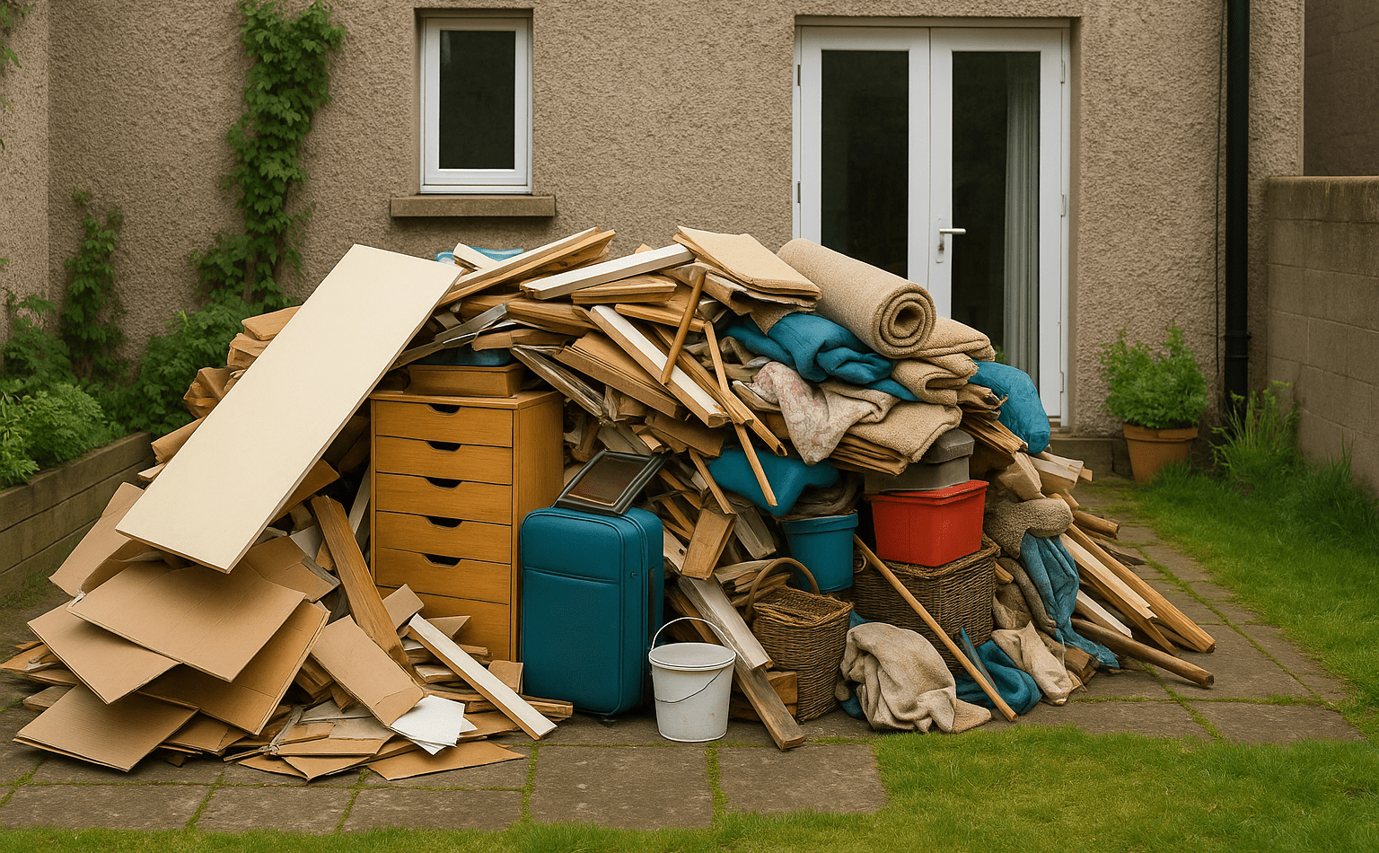 8 yard skip rubbish pile